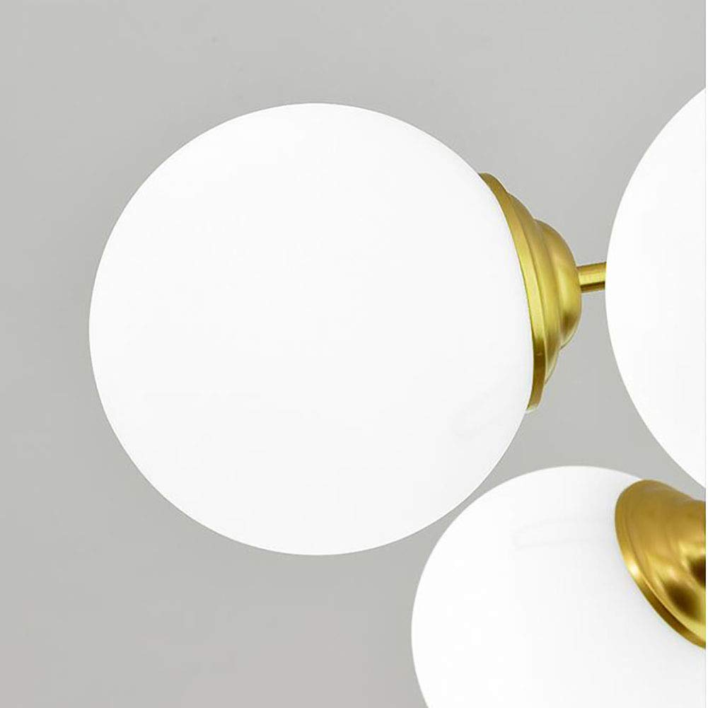 Nowoczesna złota lampa sufitowa do zabudowy, żyrandol z 12 światełkami, lampa wisząca w stylu połowy wieku z abażurem ze szkła matowego, styl retro, regulowana do jadalni - 4 światła