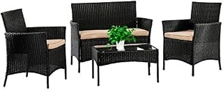 Patio Furniture Set 4 Piece Outdoor Wicker Sofas Rattan Chair Wicker Conversation Set