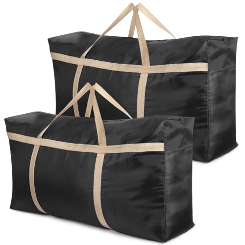 2 Stück 120L Große Aufbewahrungstasche, 90 x 48 x 25 cm Oxford Umzugstasche mit verstärkten Griffen, wasserfeste Tragetasche für Reisen, Umzug, Kleidung, Deckenlagerung
