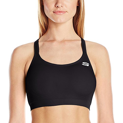 Skechers Active Women's Checkered Texture Seamless Bra, Black, Large