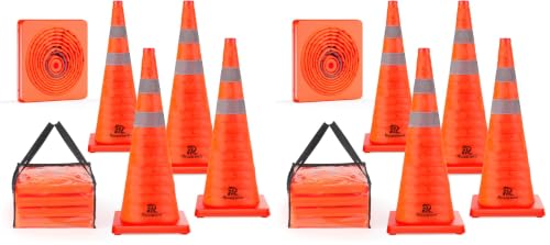 Image of RoadHero 28 Inch 8 Pack Collapsible Traffic Safety Cones with Bag, Orange