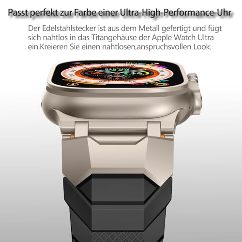 SEURE Strap Compatible with Apple Watch Ultra3/2/1,Series 11/10 46mm,9/8/7 45mm,Series SE2/6/SE/5/4 44mm,Series 3/2/1 42mm with Metal Connector,Soft Rubber Sports Bracelets Replacement for Men Black T - Image 2