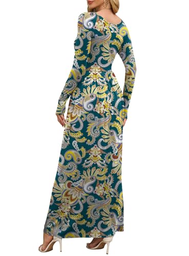Image of DEARCASE Women's Maxi Dress Long Sleeve Crewneck Empire Waist Long Dresses