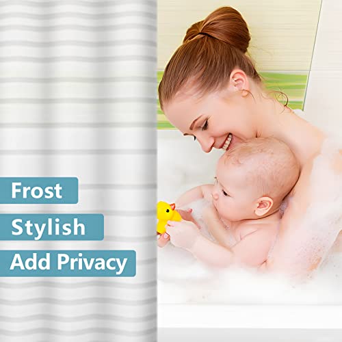 Yoget Peva Plastic Shower Curtain Liner, 72" X 72" Frosted Clear Shower Curtain Liner With White Stripe, Water-Repellant Bathroom Heavy Duty Shower Curtain Liner With Metal Rustproof Grommets… #TOP4
