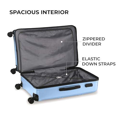 Image of Jet Set Go by Nasher Miles Dollar Hard-Sided Polycarbonate Luggage Set of 3 Pastel Blue Trolley Bags (55, 65 & 75 cm)