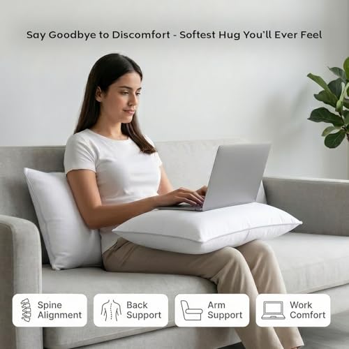 Image of AYKA Microfiber Cushion Filler Set of 4 (12x18 Inch) | Soft & Fluffy Sofa Cushions Inserts | Premium Polyester Fiber Throw Pillows for Sofa, Couch, Bed & Living Room Decor | White