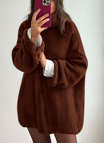 PRETTYGARDEN Women's Knit Oversized Sweater Fall Fashion Casual Long Sleeve Turtleneck Chunky Pullover Tops Winter Clothing