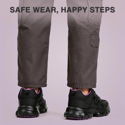 Image of Hogent Steel Toe Shoes for Men Women, Wide & Non-Slip Work Shoes