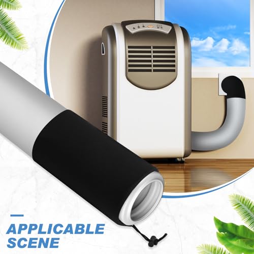 Image of Outus 2 Pcs Portable Ac Hose Insulation Sleeve 60in Portable Air Conditioners Insulated Cover Wrap Fit for 5 inch& 5.9 inch Diameter Exhaust Easy Installation with Adjustable Strap (Gray)