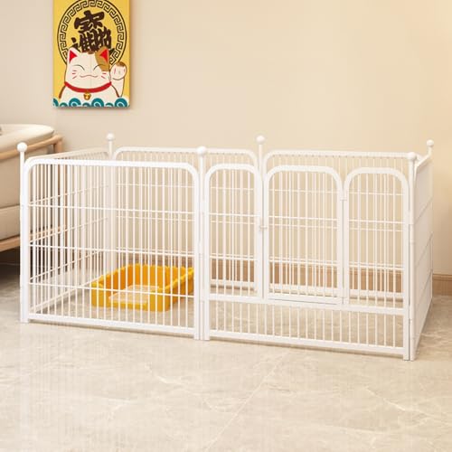 JoFist ペットサークル 犬 ペットフェンス サークルケージ ドア付き DIY 室内 屋外 置くだけ 柵 自立 ケージ 小型犬 セットドア付 6枚犬小屋 高さ60cm 接続式 簡単組み立て 工具不要 犬用 広げる レイアウト自由 (120*60*60C