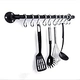  Handgefertigte Hakenleiste Garderobe Küche 60 90 oder 110 cm mit Haken - sehr stabil - schwarz Metall - industrial Design - Küchenleiste - Handtuchhaken