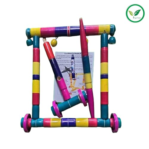 Image of IAgri Wooden Walker, woodern thottil kambu with Rope (Multi-Colour) & Cotton Dhotie