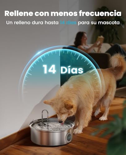 oneisall 7L Fuente para Perros, Fuente de Acero Inoxidable con Gran Ventana de visualización, con luz LED, Bomba Ultra silenciosa con protección contra sobrecarga, filtración de 5 Capas - imagen 3