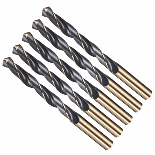 CoCud Drill Bit, 12.5mm Cutting Diameter, 4341 HSS Jobber Bits Gold and Black 118° Cutting Angle - (Applications: for Drilling Plastic Wood Soft Metal), 5-Pieces by CoCud - Used condition - US$19.20