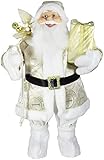 Christmas Paradise Deko Weihnachtsmann Figur Santa Paul 80cm Weiß-Gold