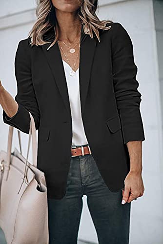 Women's Casual Blazer Open Front Long Sleeve Lapel Work Office Business Blazer Jacket with Pockets4