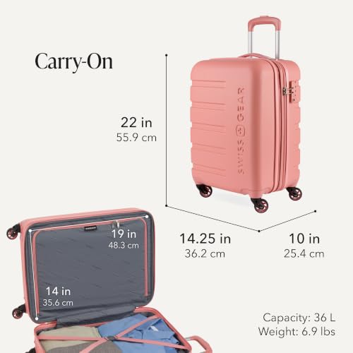 Image of SwissGear 7366 Hardside Expandable Luggage with Spinner Wheels, Coral Almond, 3-Piece Set (19 /23 /27), 7366 Hardside Expandable Luggage With Spinner Wheels