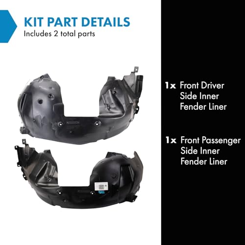 Image of TRQ Front Inner Fender Liner Set Compatible with 2018-2022 Ford Mustang FO1248189 FO1249189