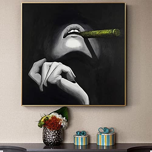 Affiches fumer des femmes cigarette dorée pour salon moderne et chic
