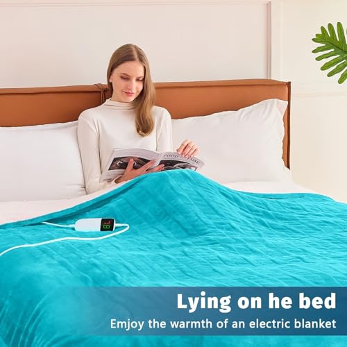 BOMOVA Heated Electric Throw Blanket - 50" x 60" Heating Blanket with 10 Heating Levels & 8 Hours Auto Off, Warm Flannel Blanket with Over-Heat Protection, for Women, ETL & FCC Certified