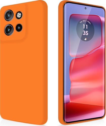 Image of DIZORO Microfiber Candy Case for Motorola Edge 50 Neo 5G Smooth Touch Cushion Liquid Soft Silicone Gel Rubber Phone Cases Non-Slip Full Body Protective Shockproof Back Cover - Orange.