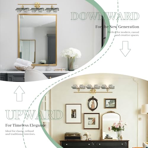 Image of 3 Light Bathroom Vanity Light Vintage Wall Sconce Gold Vanity lighting fixtures Over Mirror mid Century Modern Wall lamp with Dark Green Glass Shade Indoor Wall Light for Bedroom Hallway Living Room