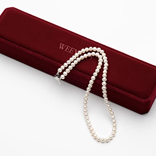 White Pearl Necklaces For Women Pearl Choker For Men Freshwater Cultured Pearl Strand Necklaces Aaa-Grade With S925 Sterling Silver Clasps For Wedding Jewelry Anniversary Mother's Day Gift Weeyico (18 Inch, 7-8Mm) #TOP6