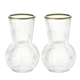 Smiletag Ribbed Glass Vases, Modern Fluted Glass Vases for Living Room Decor, Flower Vases for Cente