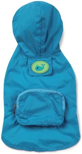 Zack & Zoey Polyester Stowaway Dog Rain Jacket, X-Small, Bluebird