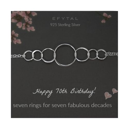 Product Image of the EFYTAL 70 Birthday Gifts, 925 Sterling Silver 7 Ring Bracelet for Women, 7 Circles Jewelry, Gifts for 70 Year Old, 70th Birthday Gifts for Grandma