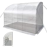 YardGrow Outdoor 10x5x7'H Lean to Walk-in Wall Greenhouse Portable Waterproof Hot House w 3 Tiers/6 Shelves Gardening (White, 1 Door)