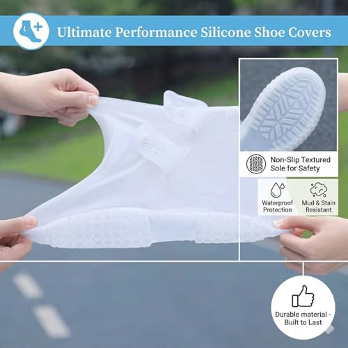 Image of Tall Silicone Shoe Cover Waterproof, Double-Breasted Waterproof Layer Shoes Cover for Rainy, Reusable Non-Slip Shoe Rain Cover