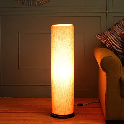 Image of Cylinder Shape Wooden Base, Corner Decorative Floor lamp, Bedroom, Living Room, Home Decor, Pack of 1 (Orange Texture)