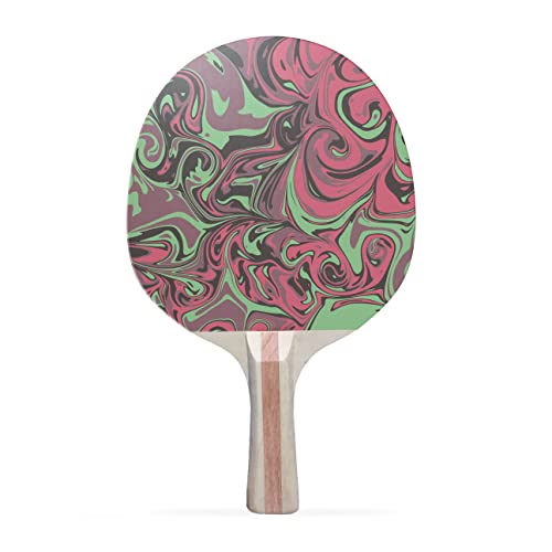 TigerTail Sports Abstract Fluid Colorful Design Ping Pong Paddle, Premium 5 Ply Table Tennis Racket (Black on Back)