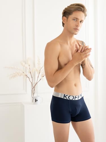 Image of KOFFY Men's Malleable Cotton Lycra Long Trunk with Minus Cutting Pouch and Moisture Wicking Properties