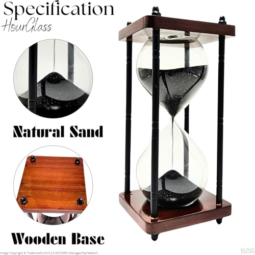 Image of Wooden Hourglass Set with Black Sand Timers - Ideal Decorative Gift for Home, Office, and Study - Antique Nautical Theme - Sand Clocks - Enhance Your Space with Classic Charm