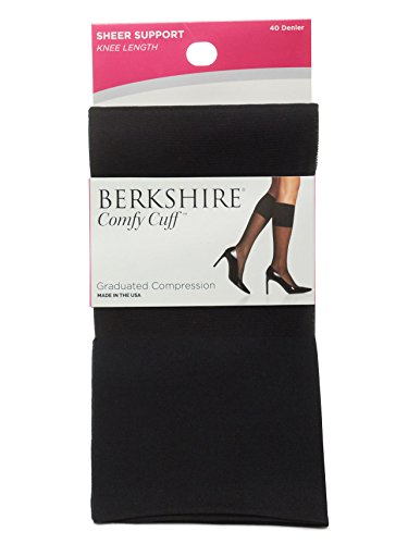 Berkshire Comfy Cuff Sheer Graduated Compression Trouser Socks, Black, Regular Size