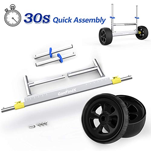 GanFindX Quick-Detachable Lightweight Aluminum Kayak Cart, Width and Height Adjustable Canoe Trolley with Widebody No-Flat Tires, Suitable for Kinds of Kayaks and Canoe with Plug Holes - Thumbnail 6
