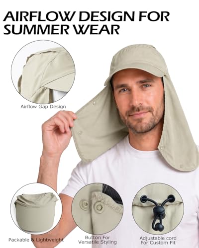 Image of Zylioo XXL Sun Hat for Big Heads, Neck Flap Fishing Cap | Roomier Outdoor Fit-Rear drape and soft crown give fuller head shapes cooler coverage on bright days.