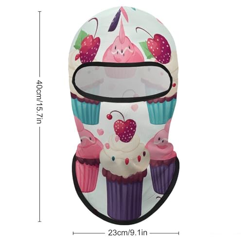 Balaclava para hombre, máscara facial de invierno con diseño de cupcakes, corazones y dulces, para ciclismo, esquí y actividades al aire libre miniatura 2