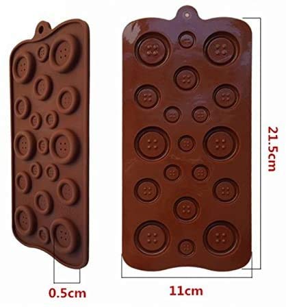 First Try 15 Cavity Melting Chocolate Silicone Molds Shapes for Valentine's Day DIY Gift Mini Heart Love Shape Flowers Day Hot Cocoa Moulds for Cake Candy Jelly Ice Cube (Button) 2