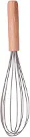 Batedor de Ovos em Silicone, Cabo de Madeira, 24,5cm, Fouet, Resistente ao Calor, Antirrisco, Cozinha, Massas, Fácil Limpeza