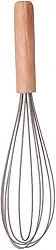 Batedor de Ovos em Silicone, Cabo de Madeira, 24,5cm, Fouet, Resistente ao Calor, Antirrisco, Cozinha, Massas, Fácil Limpeza