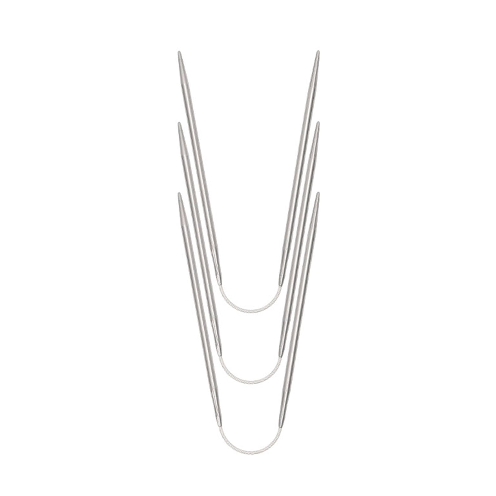 Yhplxyuus 3PCS Stainless Steel Circular Knitting Needle with Wire for Blanket Crochet Knitting Needle for Weaving Stainless Steel Set