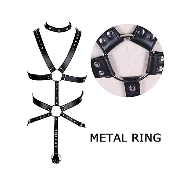 BBOHSS Herren Leder Harness Punk Brustgurt Top Cage Brust Brust halb Geschirr Verstellbarer Brustgurt Club Halloween Kostüm Zubehör – Bild 5