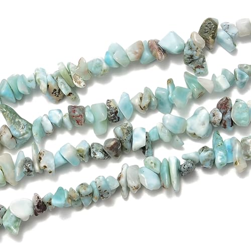 Image of 5-8mm Larimar Chips Natural Chip Stone Beads for Jewelry Making | Semi Precious, Loose Gemstone, Healing Crystal, Rocks, 230Pcs Strand, Drilled, DIY Bracelets Necklaces Earrings Crafts Supply