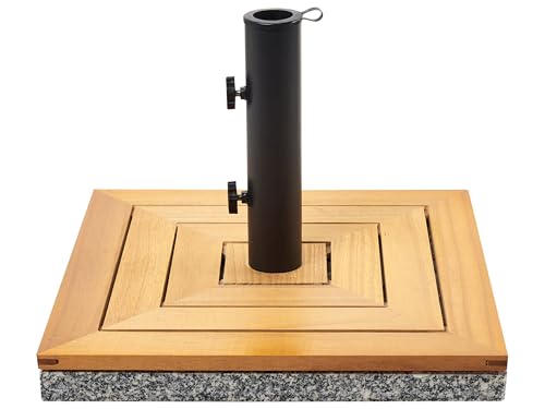 Beliani Base de Parasol en Bois Granit Acier Carré 45 x 45 cm 21 kg Marron Ceccano