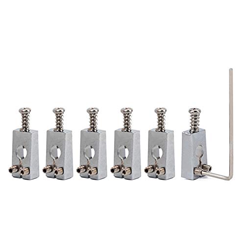 heaven2017 Saddle for Electric Guitar, 6Pcs 10.4mm Narrow Guitar Bridge Brass Saddles Instrument Replacement Parts for Epiphone/Gibson LP Electric Guitar Chrome