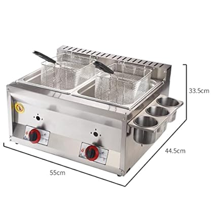 16L Gasfritteuse mit großem Fassungsvermögen, Edelstahl-Fritteuse, professionelle Gas-Arbeitsplatte, Küchenfritteuse für Fry-Restaurants, Supermärkte, Fast-Food-Stände – Bild 4
