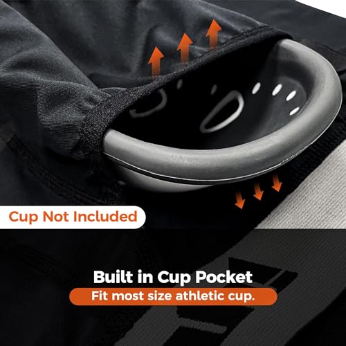 COOLOMG Men Compression Shorts with Cup Pocket Sliding Underwear for Baseball Football Lacrosse, NO Cup4